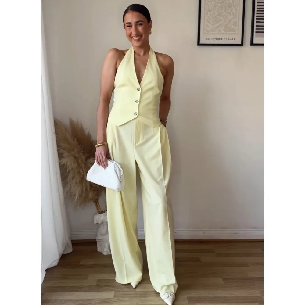 Elena Tailored Halter Waistcoat & Pant Set