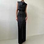 Serena Draped Satin Two-Piece