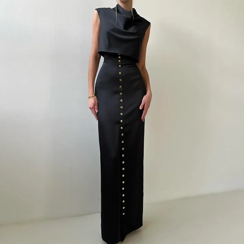 Serena Draped Satin Two-Piece