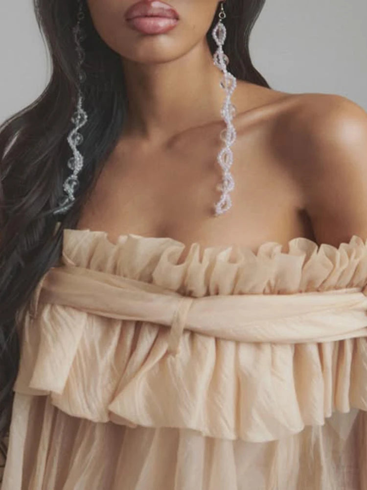 Lila Ethereal Ruffle Off-Shoulder Top