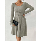 Isabella Ribbed Knit Flare Midi Dress