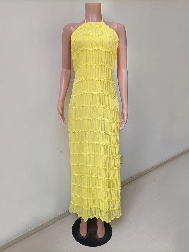 Selene Halter Ruffle Dress