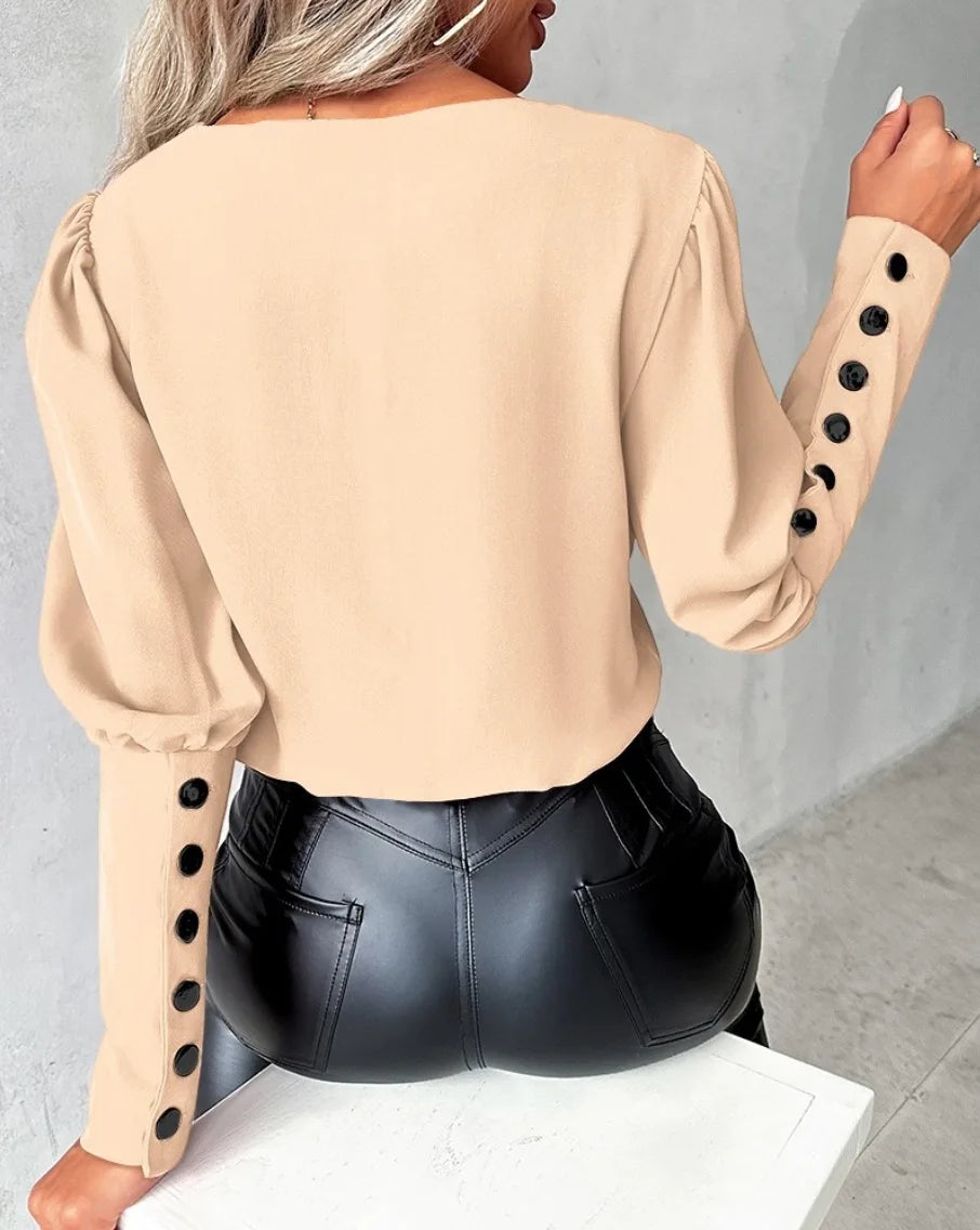 Victoria V-Accent Pullover Blouse
