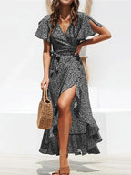 Lila Flutter Wrap Maxi Dress