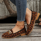 Leona Gold Chain Leopard Loafers