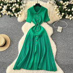 Estelle Pleated Knit Shirt Dress