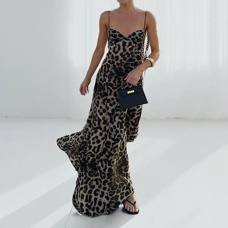 Mila Vintage Leopard Print Maxi Dress