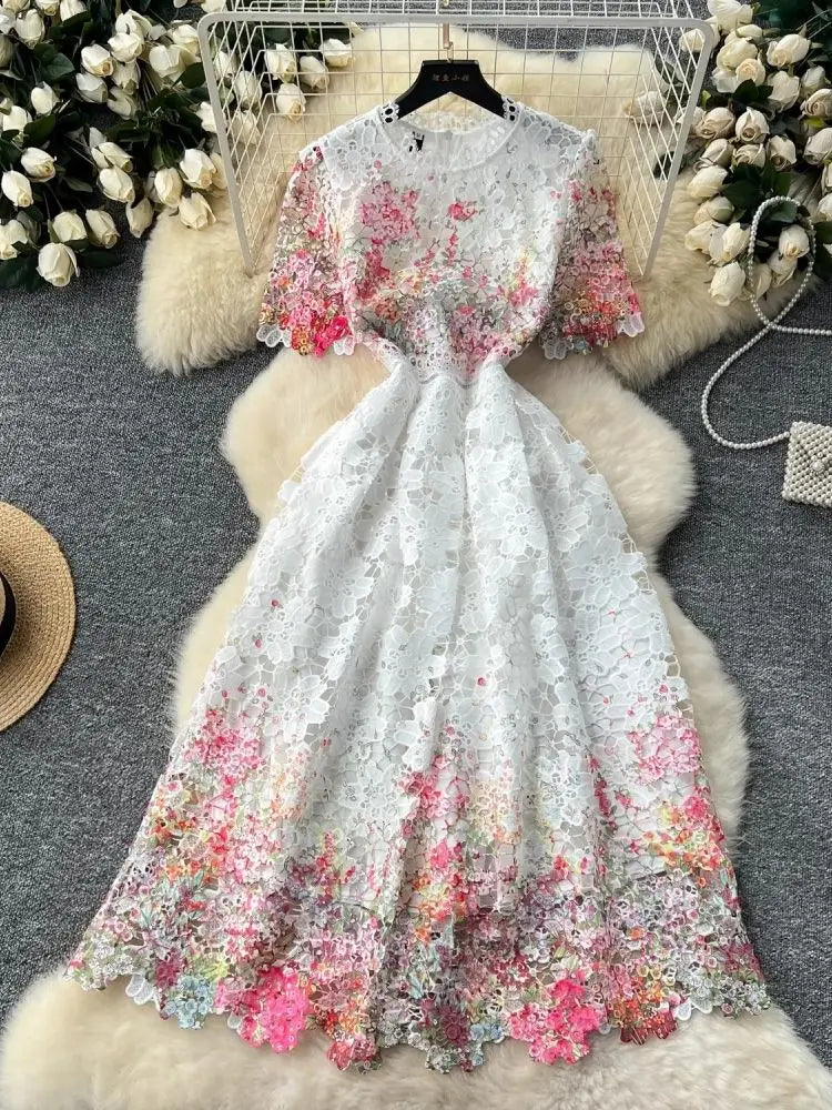 Camille Vintage Lace Midi Dress