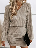 Emilia Ribbed Knit Draped Waist Mini Dress