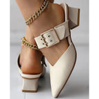 Maribel Buckle Pointed-Toe Heel Sandal