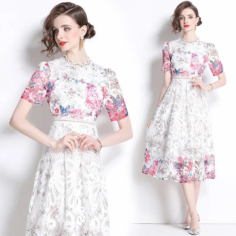 Camille Vintage Lace Midi Dress