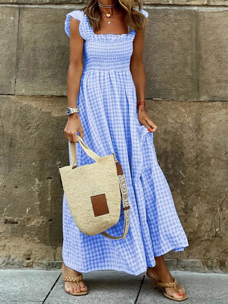 Isla Elegant Plaid Slip Dress