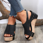 Mia Peep-Toe Wedge Sandals