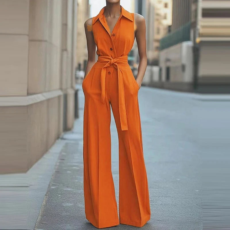 Celeste Button-Waist Utility Jumpsuit