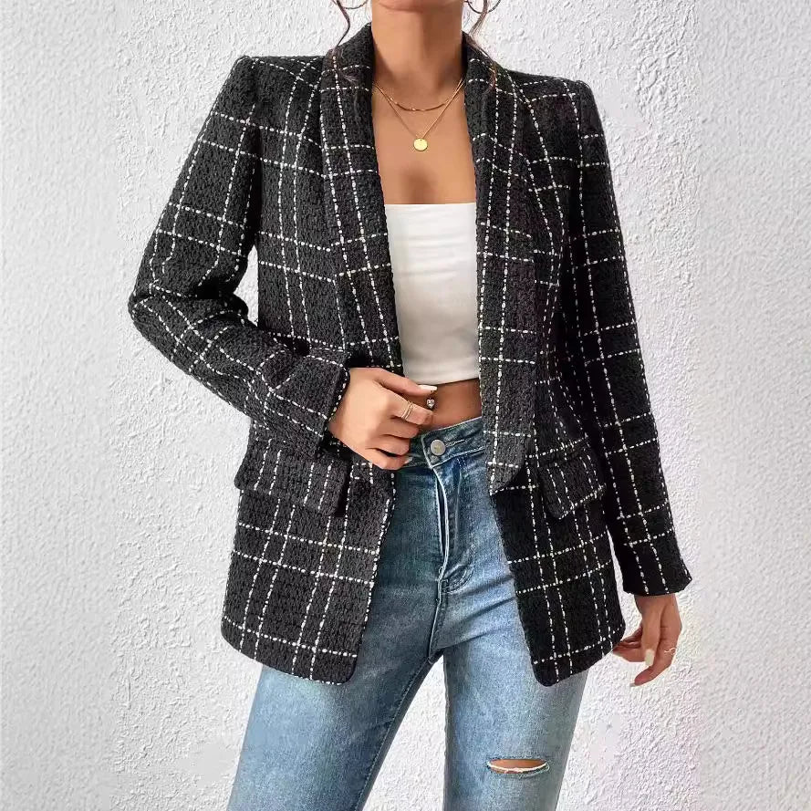 Vivienne Plaid Double-Breasted Blazer