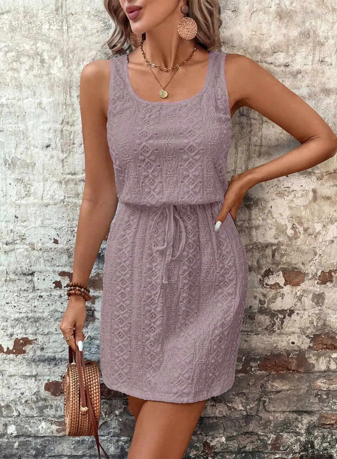 Sophie Textured Tie-Waist Dress