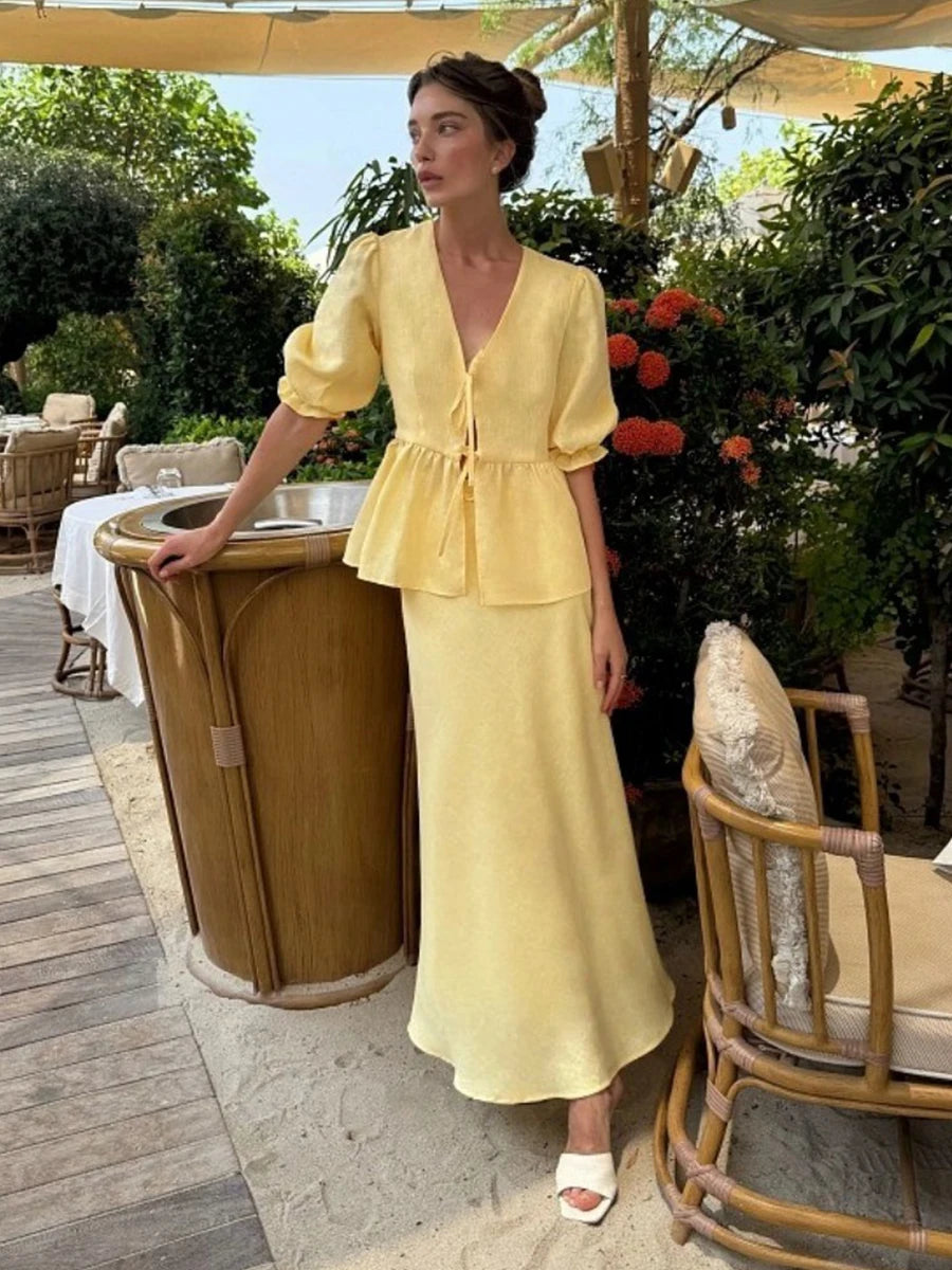 Aria Casual Cotton Skirt Set