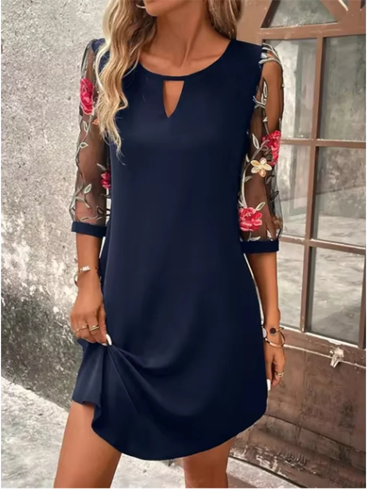 Mia Floral Embroidered Sleeve Dress