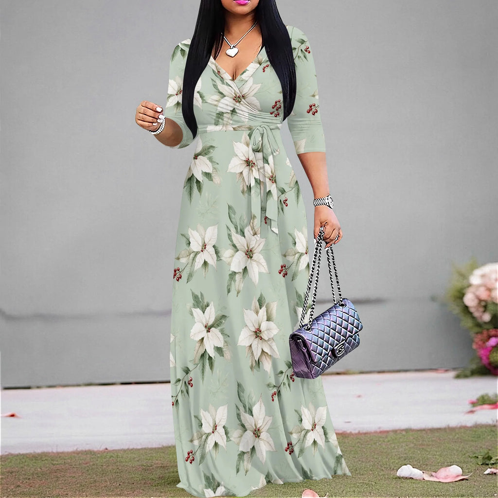 Juliana Belted Garden Maxi Dress
