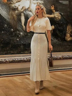 Kimberly Knit Pleated Button-Front Dress