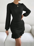 Lana Ruched Knit Puff Sleeve Dress