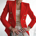 Claudia Gold-Button Tailored Blazer