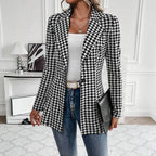Evelyn Houndstooth Longline Blazer
