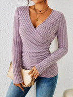 Lila Cozy Ribbed Wrap Sweater