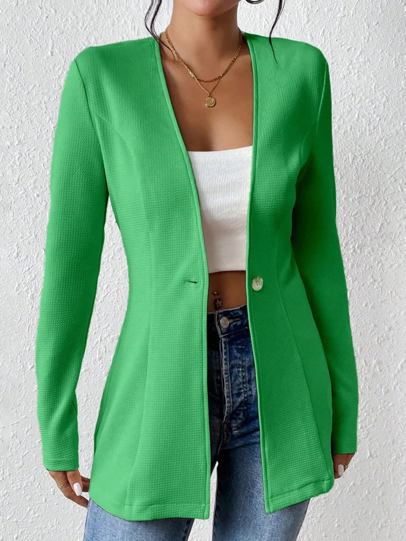 Isla One-Button Slim Blazer