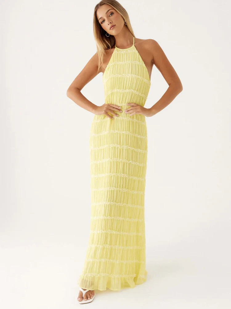 Selene Halter Ruffle Dress