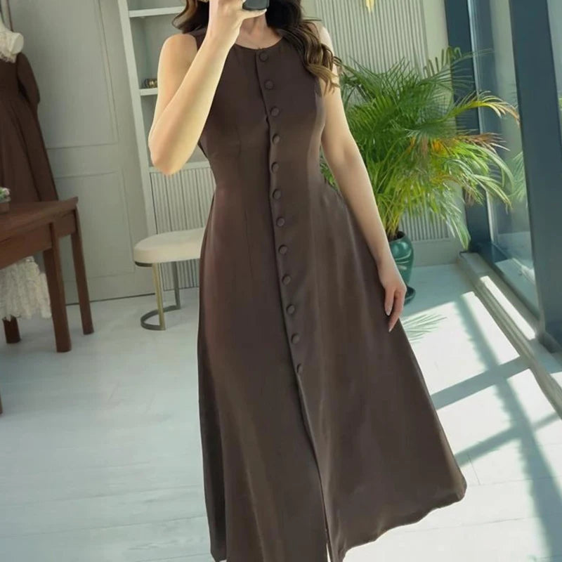 Evelisse Buttoned Long Dress
