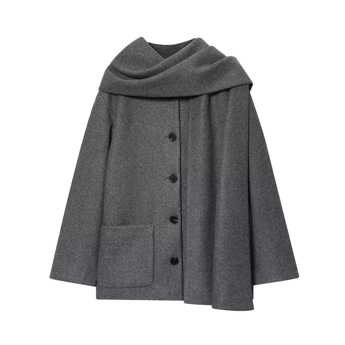 Draped Scarf-Collar Coat