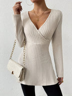 Alina Ribbed Knit Wrap Top