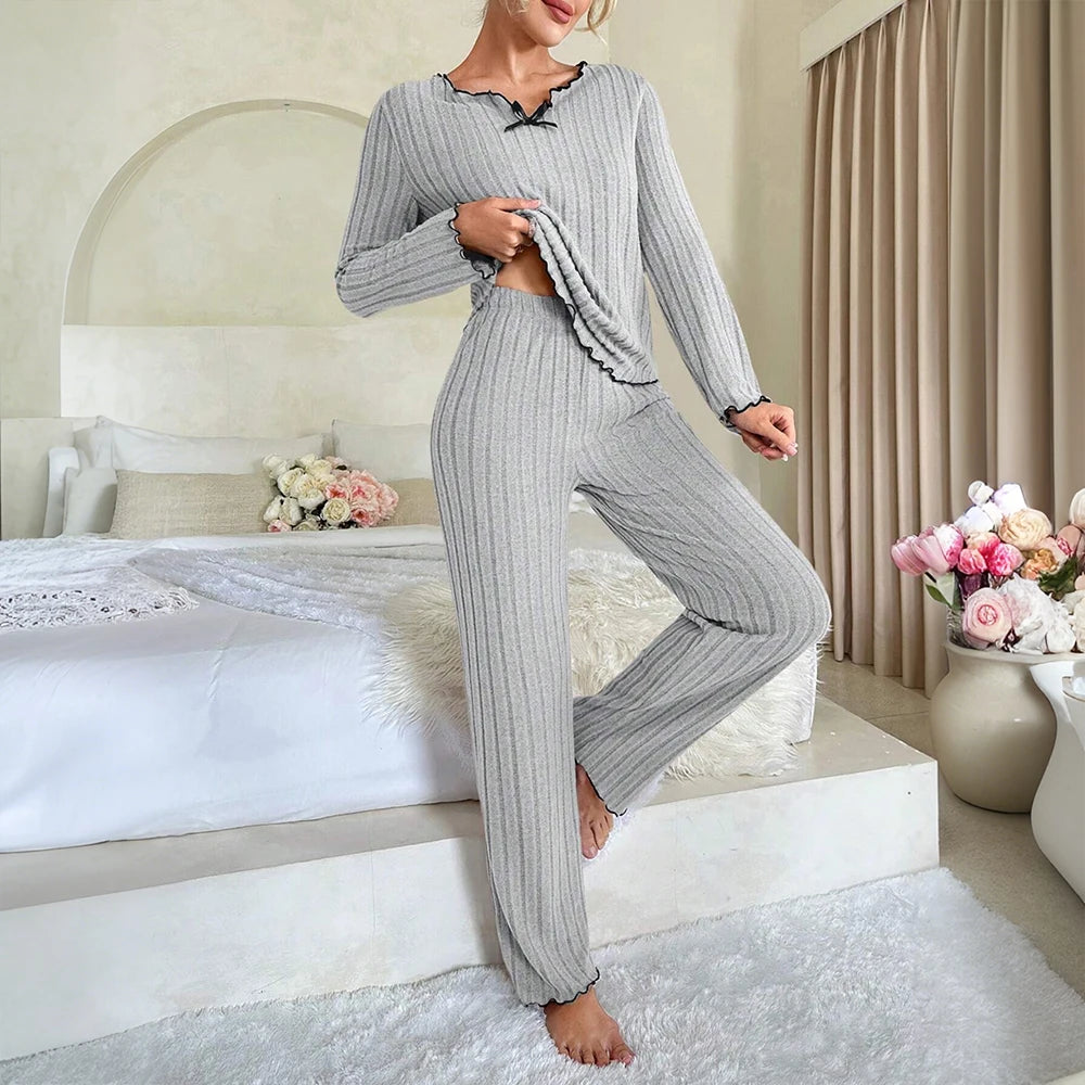 Lila Cozy Ribbed Lounge Set