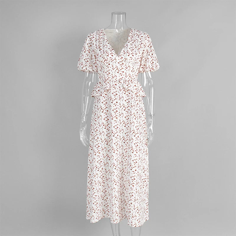 Camille Elegant Floral V-Neck Dress