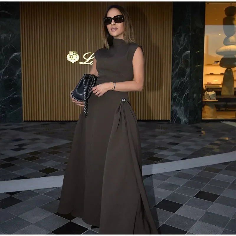 Camille Vintage Brown Maxi Dress