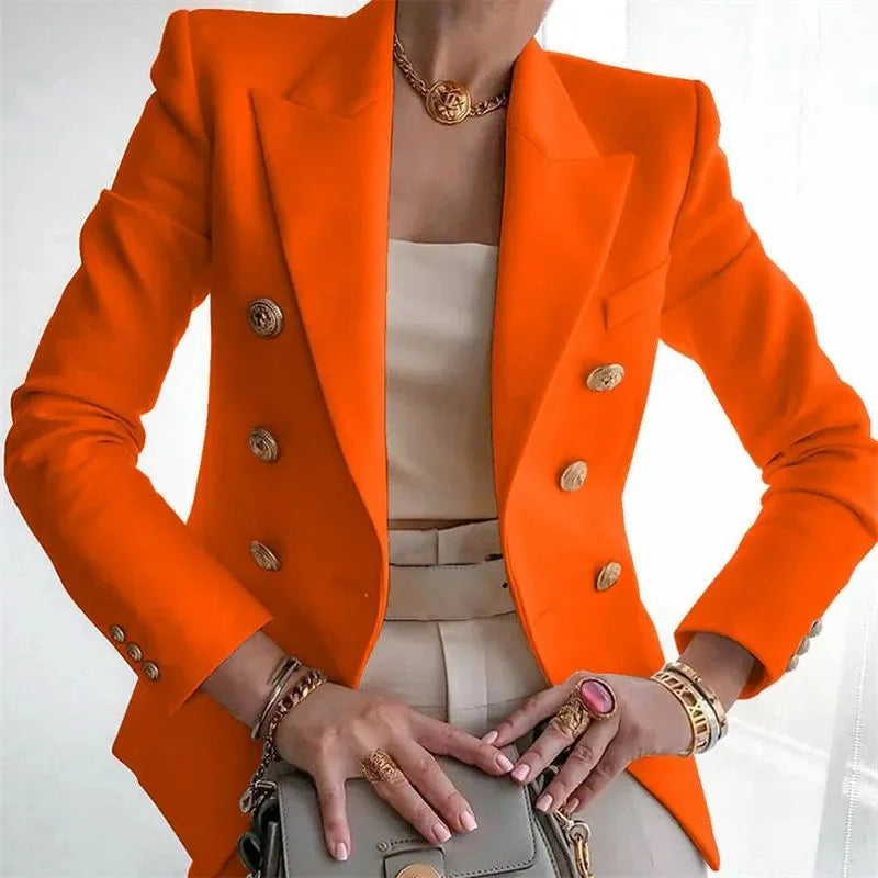 Claudia Gold-Button Tailored Blazer
