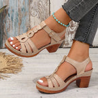 Loretta Buckle Comfort Heel Sandals
