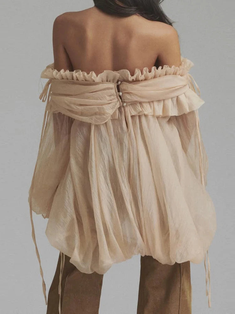 Lila Ethereal Ruffle Off-Shoulder Top