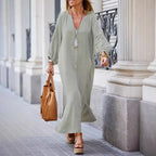 Sofia Cotton Drape Maxi Shirt Dress
