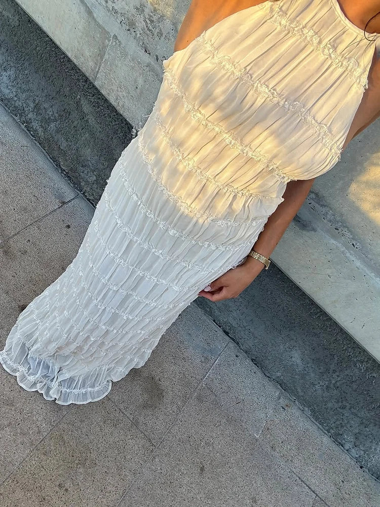 Selene Halter Ruffle Dress