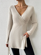 Alina Ribbed Knit Wrap Top