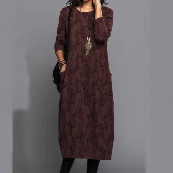 Nora Breezy Leaf Print Maxi Dress