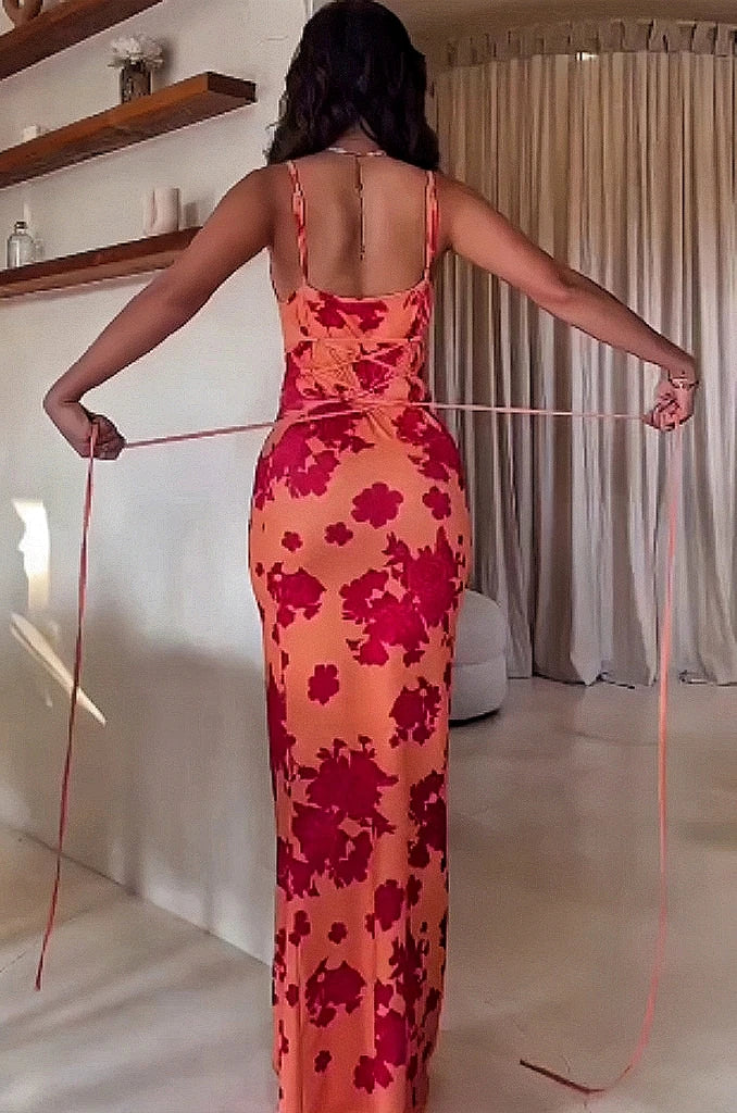 Elena Printed Halter Dress