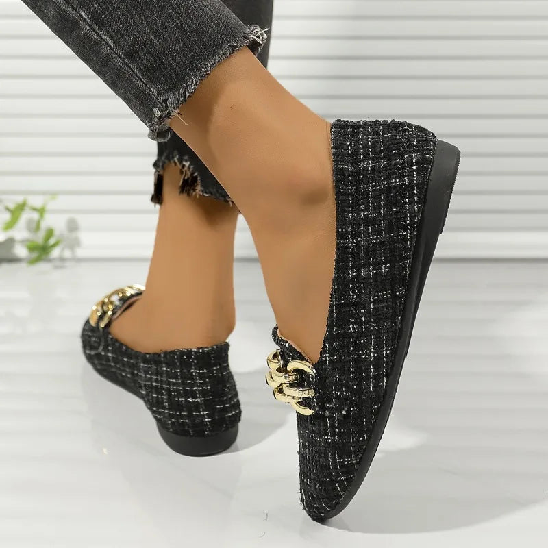 Vivienne Tweed Chain Loafers