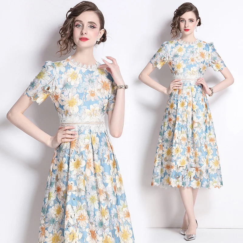 Camille Vintage Lace Midi Dress