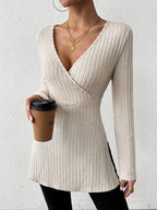 Alina Ribbed Knit Wrap Top