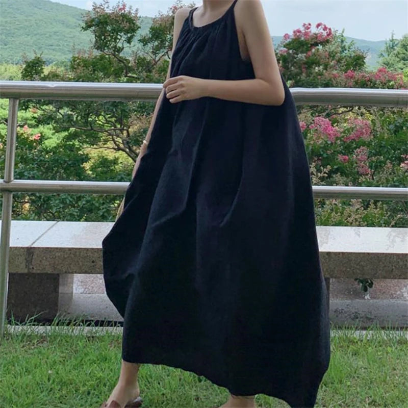 Nora Vintage Cotton Linen Maxi Dress