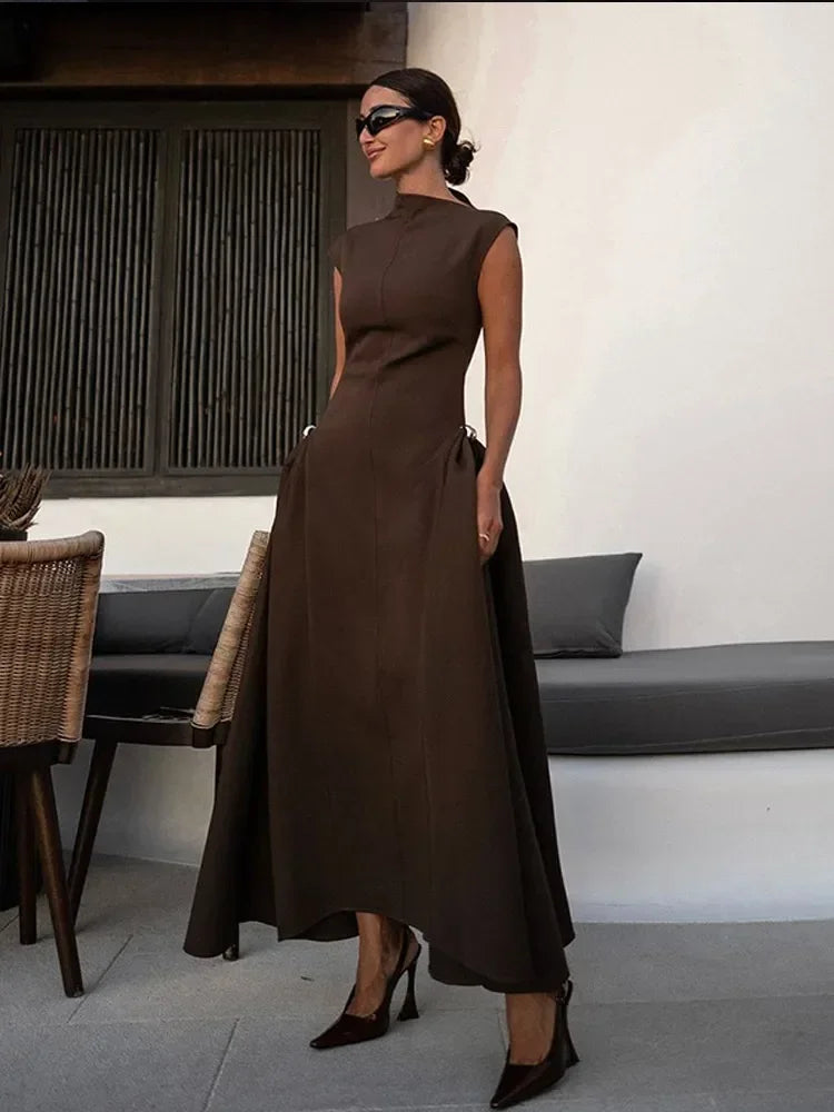 Camille Vintage Brown Maxi Dress