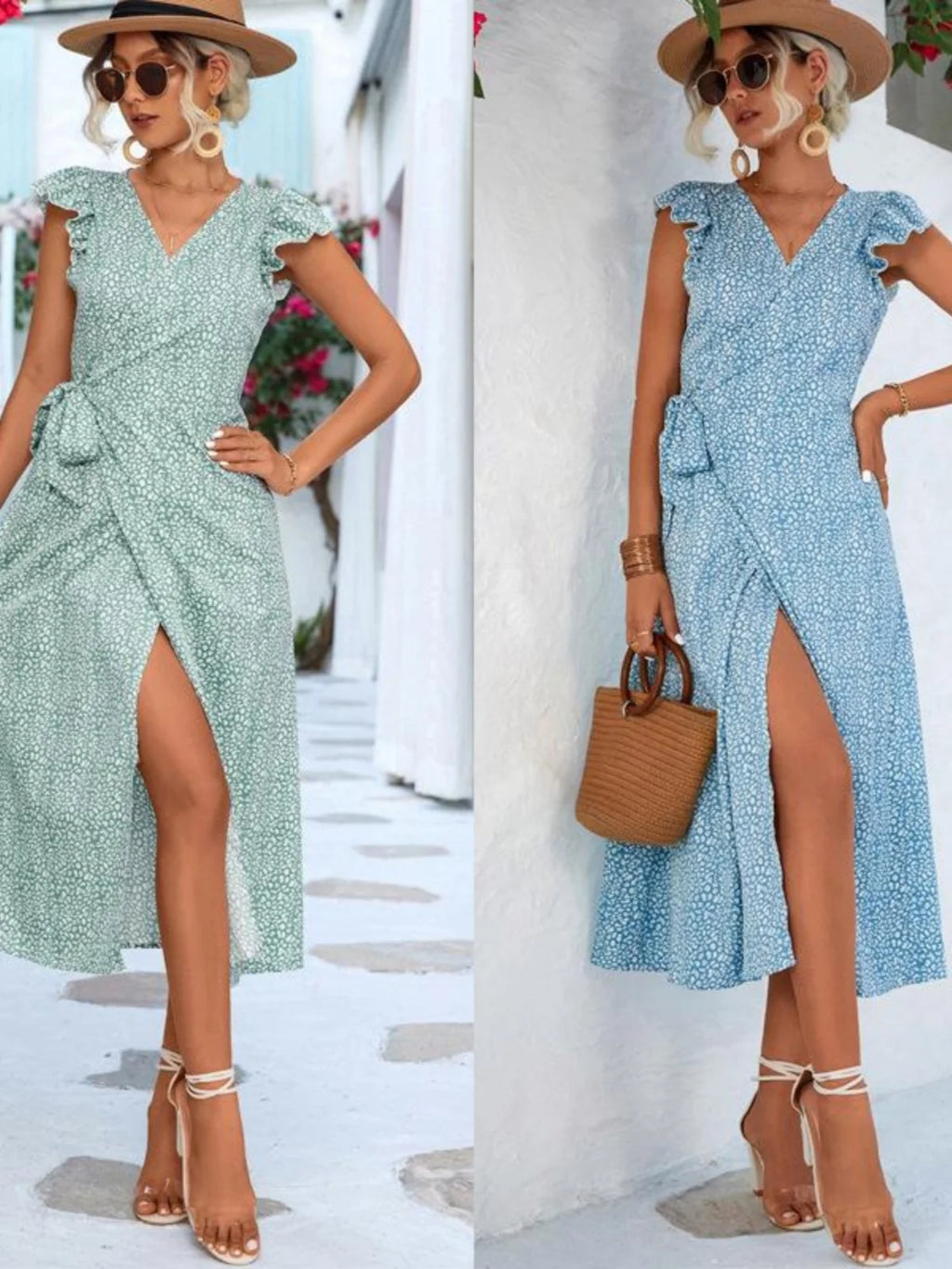 Lillian Ruffle Wrap Midi Dress